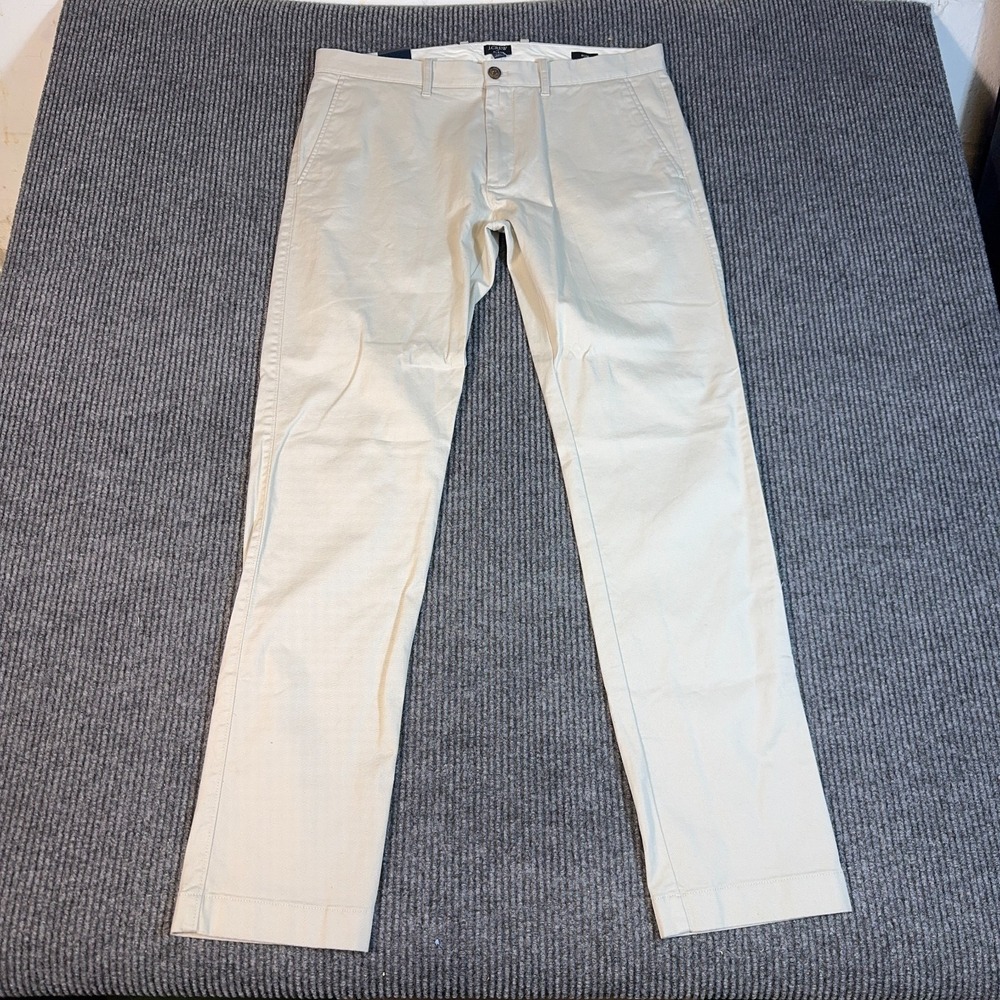 J Crew Flex Slim Fit Chino Pants Mens 35x34 Khaki Cotton Flat Front Straight Leg
